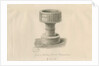 Font in Checkley Church: sepia drawing, 1841 by John Chessell Buckler
