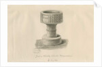 Font in Checkley Church: sepia drawing, 1841 by John Chessell Buckler