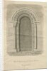 Codsall Church - South Doorway: sepia drawing, 1843 by John Buckler