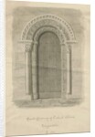 Codsall Church - South Doorway: sepia drawing, 1843 by John Buckler