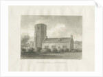 Dilhorne - Church and Grammar School: sepia drawing, 1847 by John Buckler