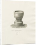 Font in Dilhorne Church: sepia drawing, 1847 by John Buckler