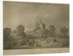 Dudley Castle: - The Keep: aquatint with engraved description by School English