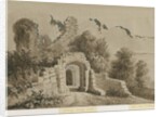 Dudley Castle - The Gateway: red-sepia wash drawing, 8 Jun 1843 by Allen Edward Everitt
