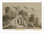 Dudley Castle - The Gateway: red-sepia wash drawing, 8 Jun 1843 by Allen Edward Everitt