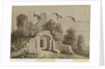 Dudley Castle - The Gateway: red-sepia wash drawing, 8 Jun 1843 by Allen Edward Everitt