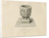 Font in Ilam Church: sepia drawing, 1839 by John Buckler