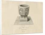 Font in Ilam Church: sepia drawing, 1839 by John Buckler
