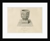 Font in Ilam Church: sepia drawing, 1839 by John Buckler