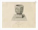 Font in Ilam Church: sepia drawing, 1839 by John Buckler