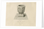 Font in Ilam Church: sepia drawing, 1839 by John Buckler