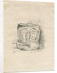 Font in Ilam Church: lithograph, 1855 by School English