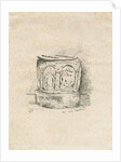 Font in Ilam Church: lithograph, 1855 by School English