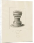 Font in Eccleshall Church: sepia drawing, 1837 by John Buckler