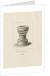 Font in Eccleshall Church: sepia drawing, 1837 by John Buckler