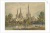 Lichfield Cathedral - South West View: water colour painting, 1813 by John Chessell Buckler