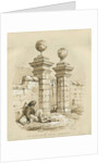 Colwich - Ancient Gateway at Bank Top: sepia drawing, 1839 by Thomas Peploe Wood
