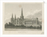 Lichfield Cathedral - South East View: engraving, nd [c 1833] by Thomas George Lomax