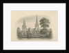 Lichfield Cathedral - South View: sepia drawing, 1841 by John Buckler