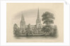 Lichfield Cathedral - South View: sepia drawing, 1841 by John Buckler