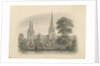 Lichfield Cathedral - South View: sepia drawing, 1841 by John Buckler