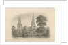 Lichfield Cathedral - South View: sepia drawing, 1841 by John Buckler