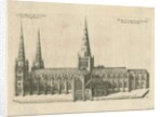 Lichfield Cathedral - South View: copper-plate engraving by William Dugdale