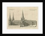 Lichfield Cathedral - South View: copper-plate engraving by William Dugdale
