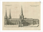 Lichfield Cathedral - South View: copper-plate engraving by William Dugdale