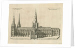 Lichfield Cathedral - South View: copper-plate engraving by William Dugdale