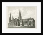 Lichfield Cathedral - South East View: engraving, nd [c 1823] by John Coney