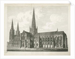 Lichfield Cathedral - South East View: engraving, nd [c 1823] by John Coney