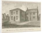 Leek Town - Grammar School: sepia drawing, 1844 by John Buckler