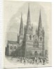 Lichfield Cathedral - West Front: woodcut engraving by School English
