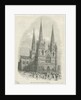 Lichfield Cathedral - West Front: woodcut engraving by School English