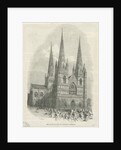 Lichfield Cathedral - West Front: woodcut engraving by School English