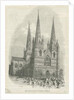 Lichfield Cathedral - West Front: woodcut engraving by School English