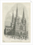 Lichfield Cathedral - West Front: woodcut engraving by School English