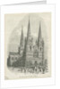 Lichfield Cathedral - West Front: woodcut engraving by School English