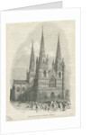 Lichfield Cathedral - West Front: woodcut engraving by School English