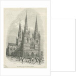 Lichfield Cathedral - West Front: woodcut engraving by School English