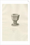 Font in Grindon Church: sepia drawing, 1847 by John Buckler