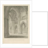Interior of Lichfield Cathedral - Crossing from the North Transept: sepia drawing, 1806 by John Buckler