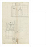 Interior of Lichfield Cathedral - West End of Choir: pen drawing by School English