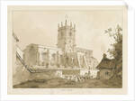 Gnosall Church: wash drawing, 1838 by Thomas Peploe Wood