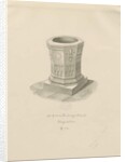 Font in Penkridge Church: sepia drawing, 1841 by John Chessell Buckler