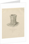 Font in Penkridge Church: sepia drawing, 1841 by John Chessell Buckler