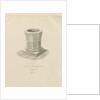 Font in Penkridge Church: sepia drawing, 1841 by John Chessell Buckler
