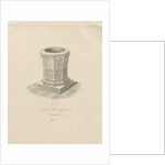Font in Penkridge Church: sepia drawing, 1841 by John Chessell Buckler