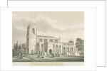 Penkridge Church: sepia wash drawing, 1831 by Robert Noyes
